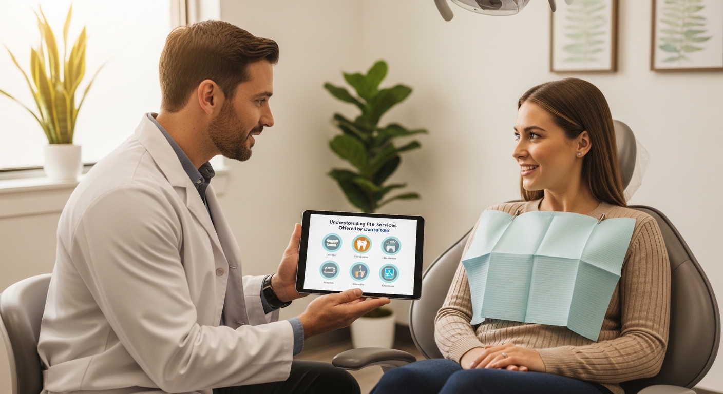 Dentist consulting with a patient in a modern dental office